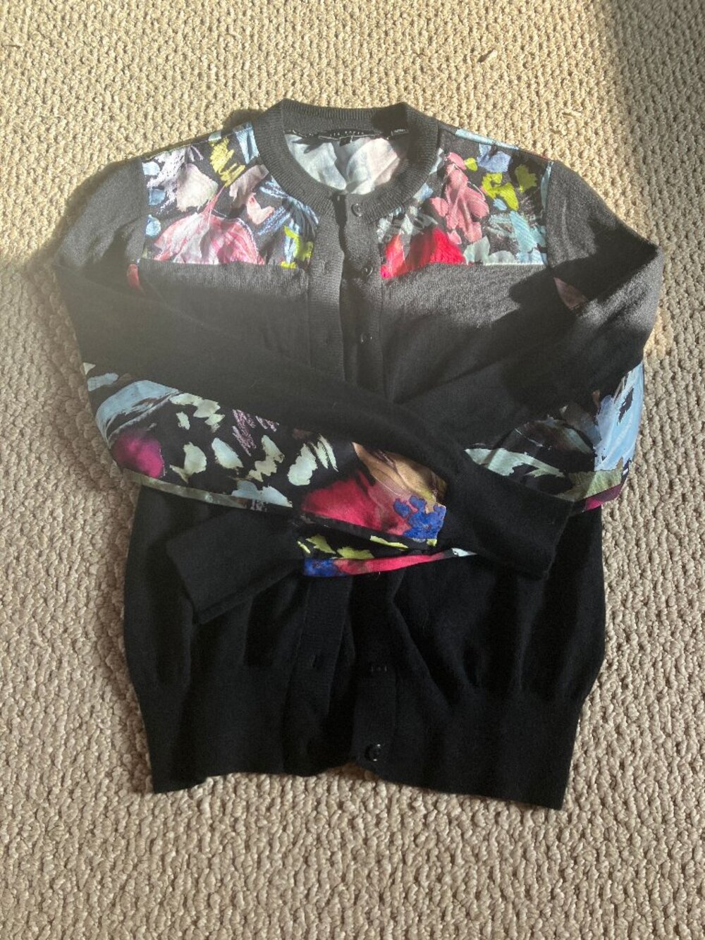 NWOT Ted Baker Iileena Floral Panel Cardigan Size 0 UK XS